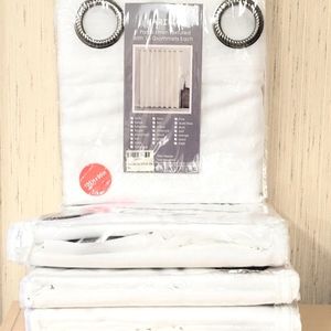 White polyester curtain panels.  Set of four.  102 x 96